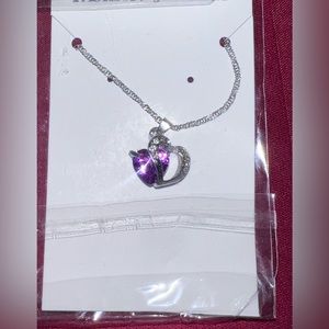 New women’s silver 18” rhinestone heart necklace